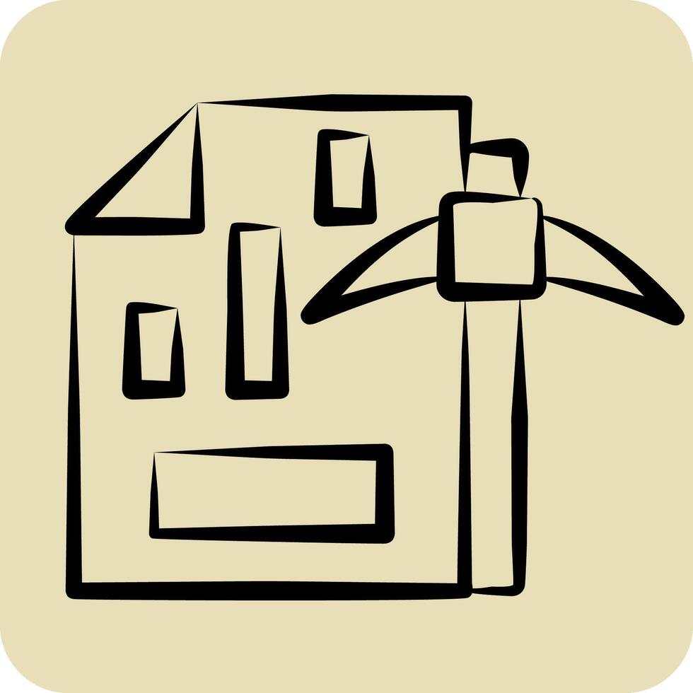 Icon Mining Chart. related to Cryptography symbol. hand drawn style. simple design illustration vector
