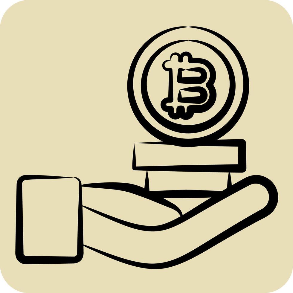 Icon Invesment. related to Cryptography symbol. hand drawn style. simple design illustration vector