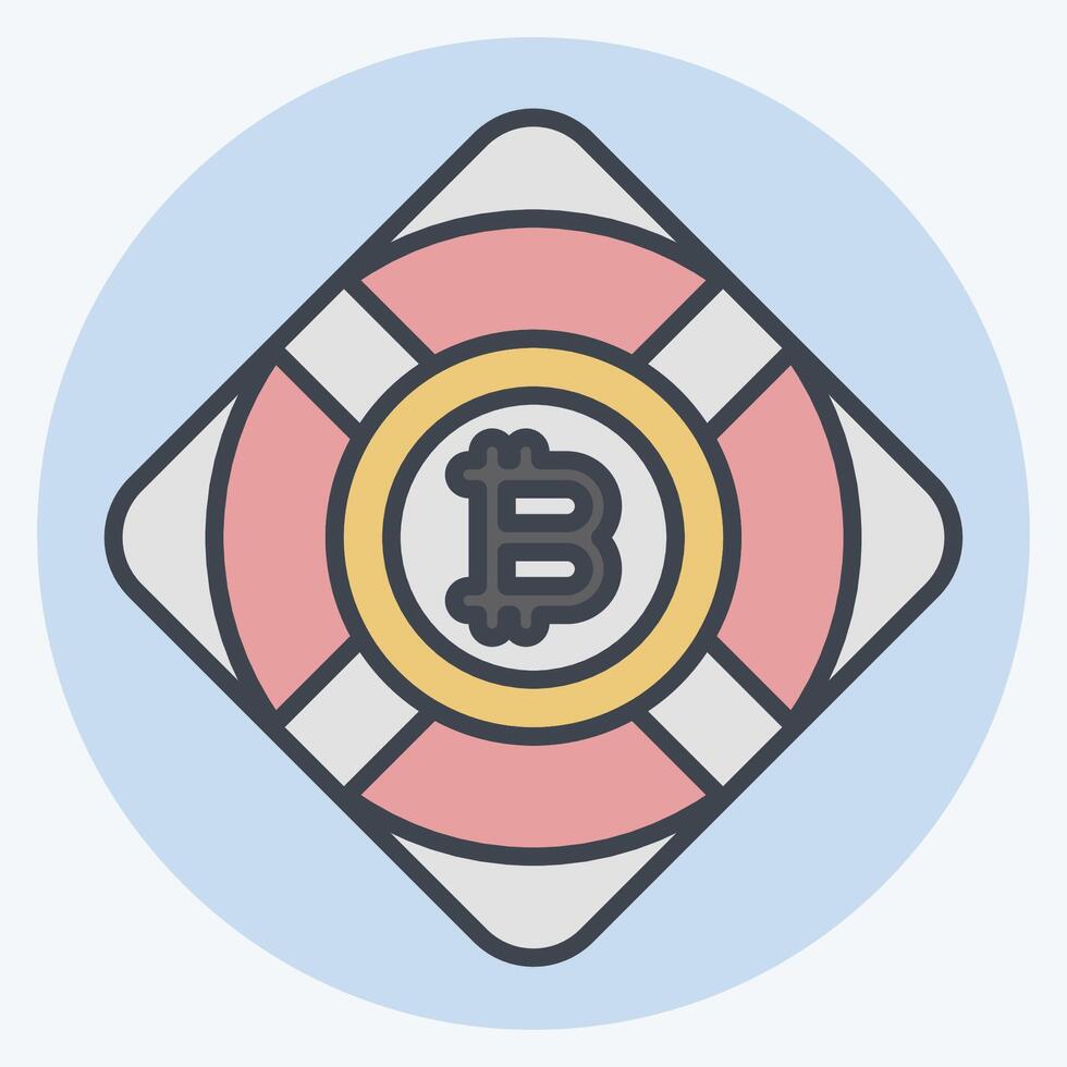 Icon Bitcoin Safety. related to Cryptography symbol. color mate style. simple design illustration vector