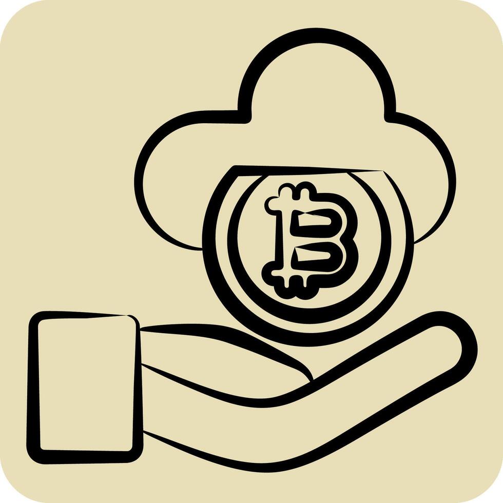 Icon Cloud Money. related to Cryptography symbol. hand drawn style. simple design illustration vector