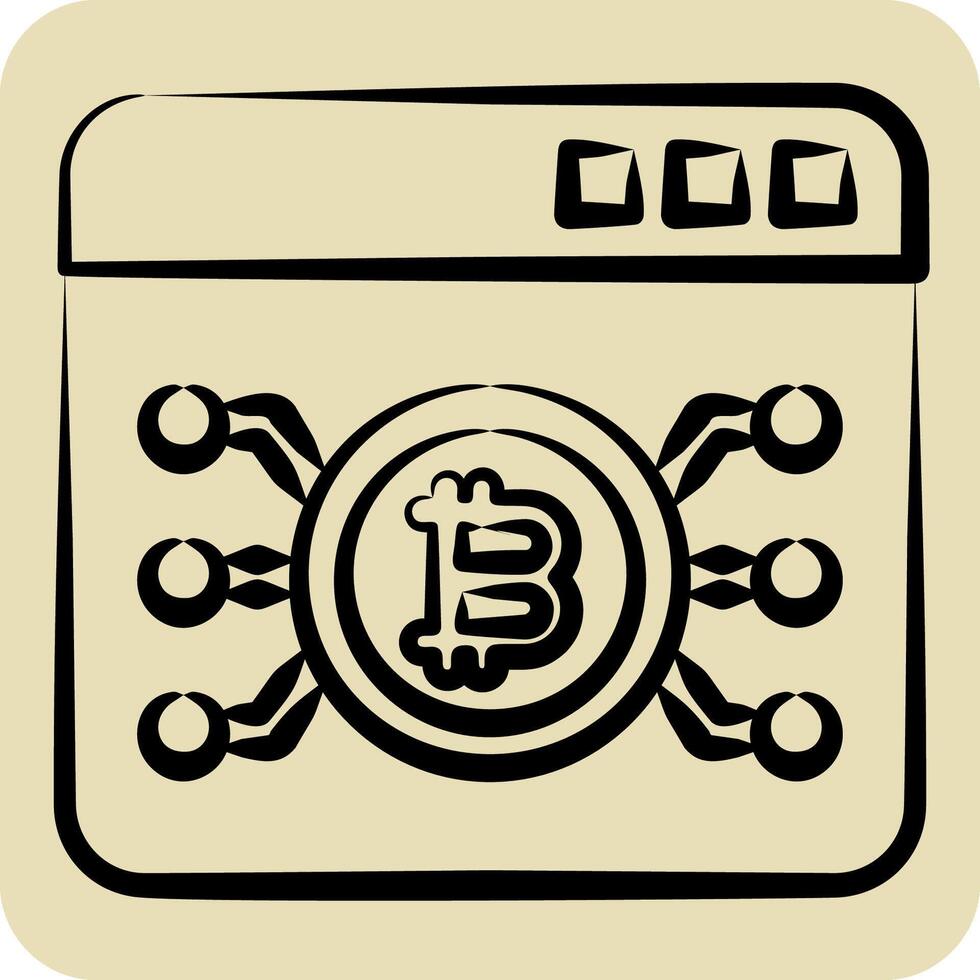 Icon Bitcoin Web. related to Cryptography symbol. hand drawn style. simple design illustration vector