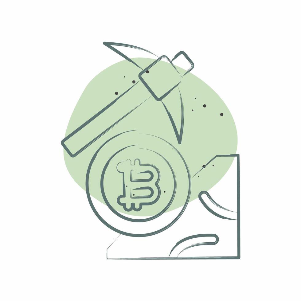 Icon Bitcoin Mining. related to Cryptography symbol. Color Spot Style. simple design illustration vector