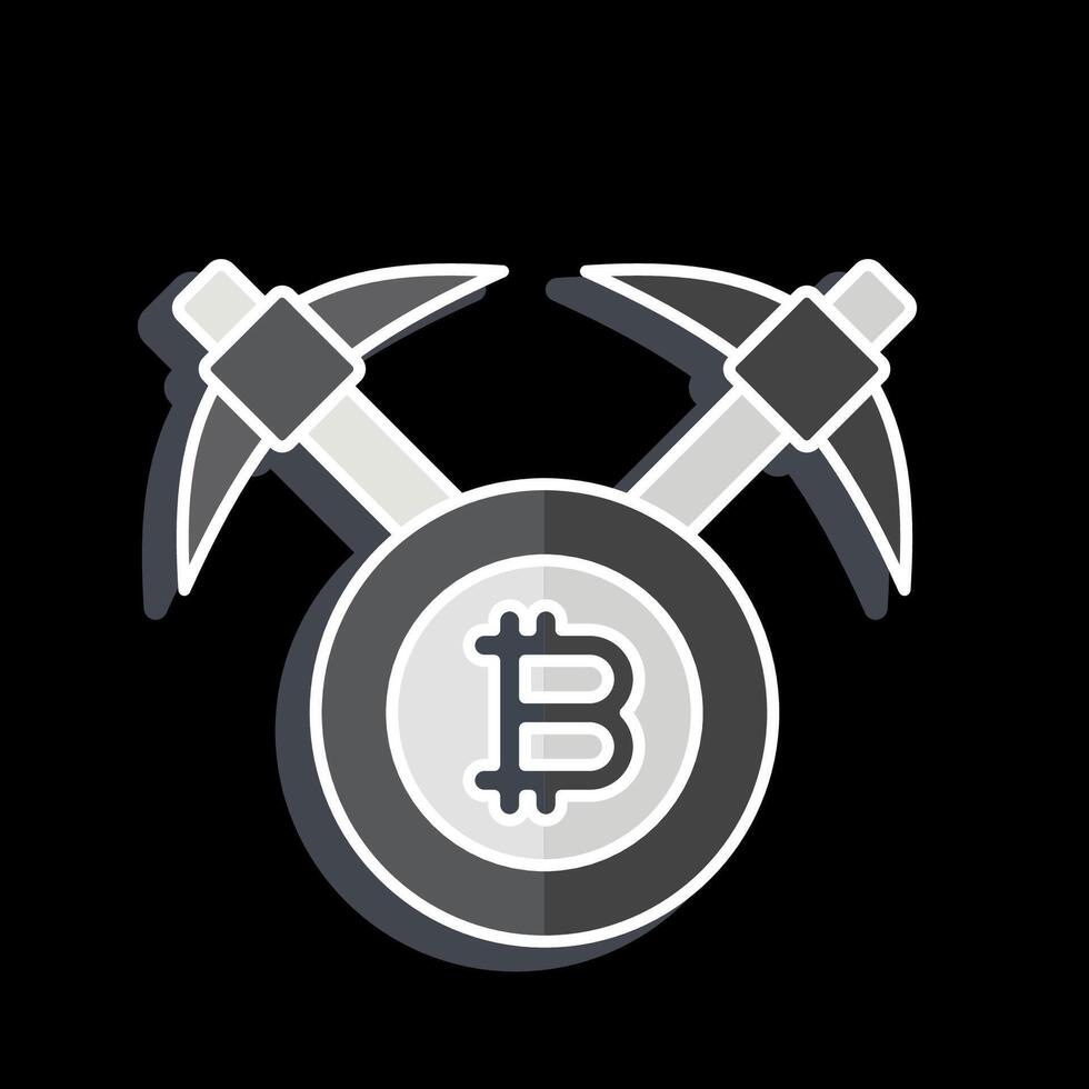 Icon Bitcoin mining Axe. related to Cryptography symbol. glossy style. simple design illustration vector