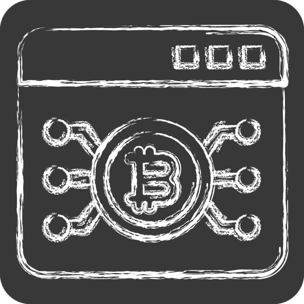 Icon Bitcoin Web. related to Cryptography symbol. chalk Style. simple design illustration vector
