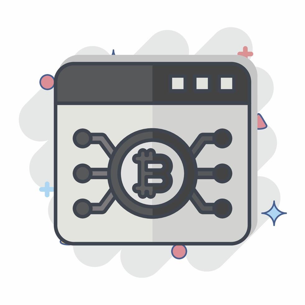 Icon Bitcoin Web. related to Cryptography symbol. comic style. simple design illustration vector