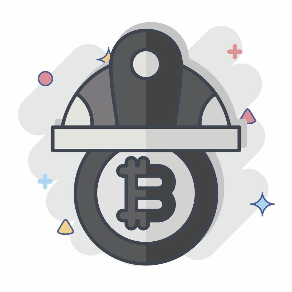 Icon Bitcoin Minor Hat. related to Cryptography symbol. comic style. simple design illustration vector