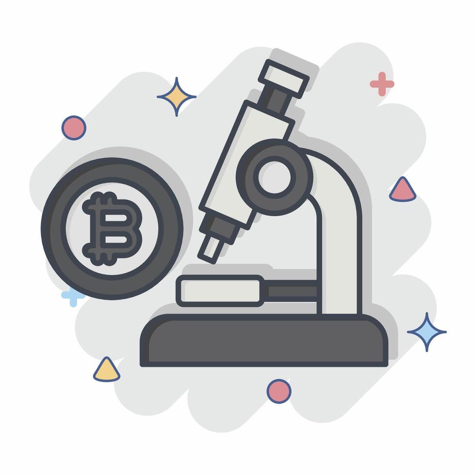 Icon Bitcoin Research. related to Cryptography symbol. comic style. simple design illustration vector