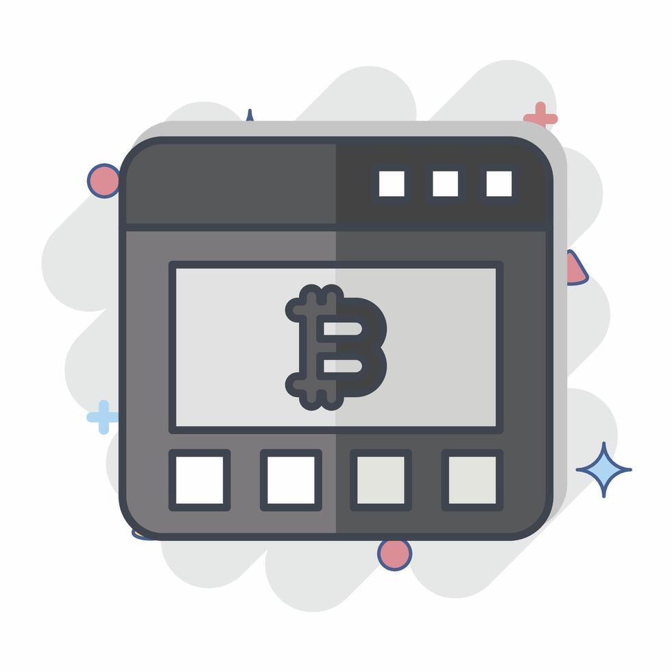 Icon Bitcoin Website. related to Cryptography symbol. comic style. simple design illustration vector