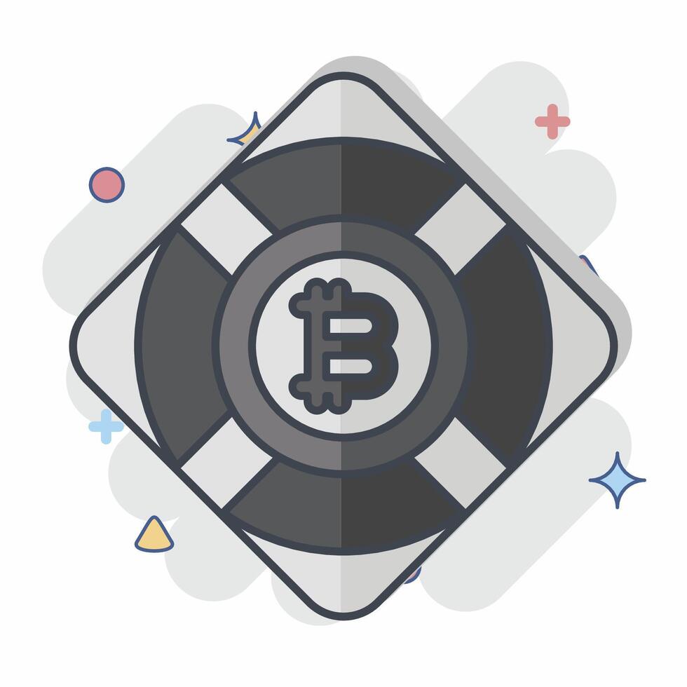 Icon Bitcoin Safety. related to Cryptography symbol. comic style. simple design illustration vector