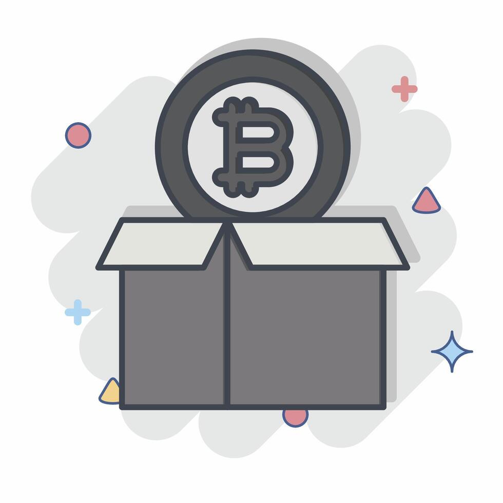 Icon Bitcoin Parcel. related to Cryptography symbol. comic style. simple design illustration vector