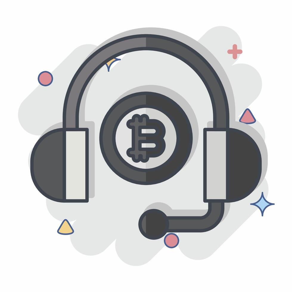 Icon Bitcoin Support. related to Cryptography symbol. comic style. simple design illustration vector