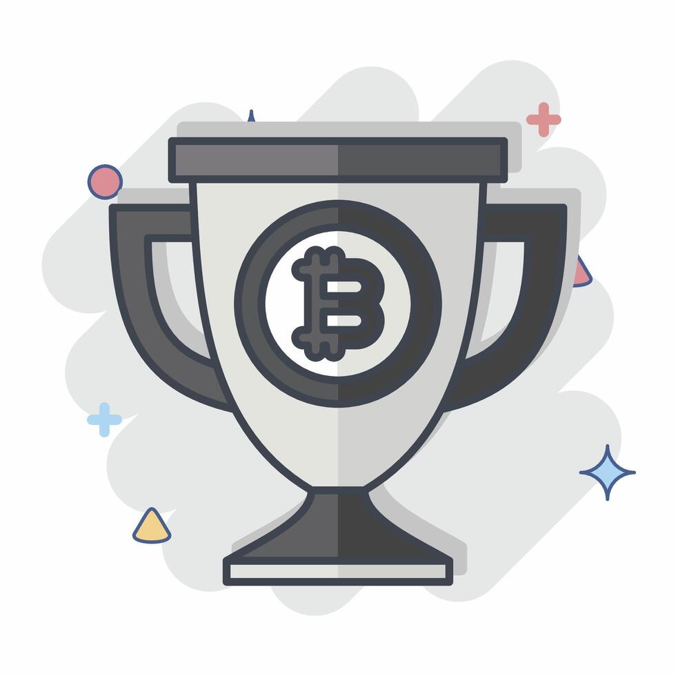 Icon Bitcoin Trophy. related to Cryptography symbol. comic style. simple design illustration vector