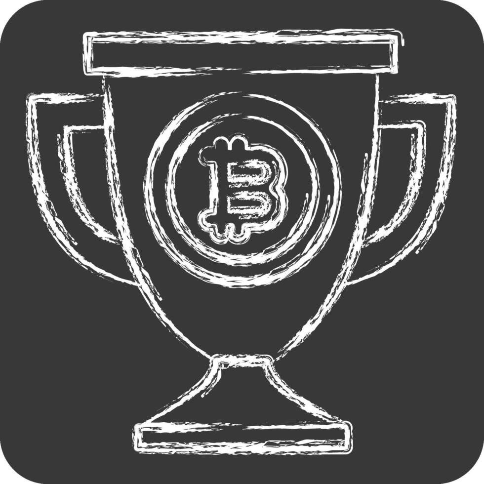 Icon Bitcoin Trophy. related to Cryptography symbol. chalk Style. simple design illustration vector