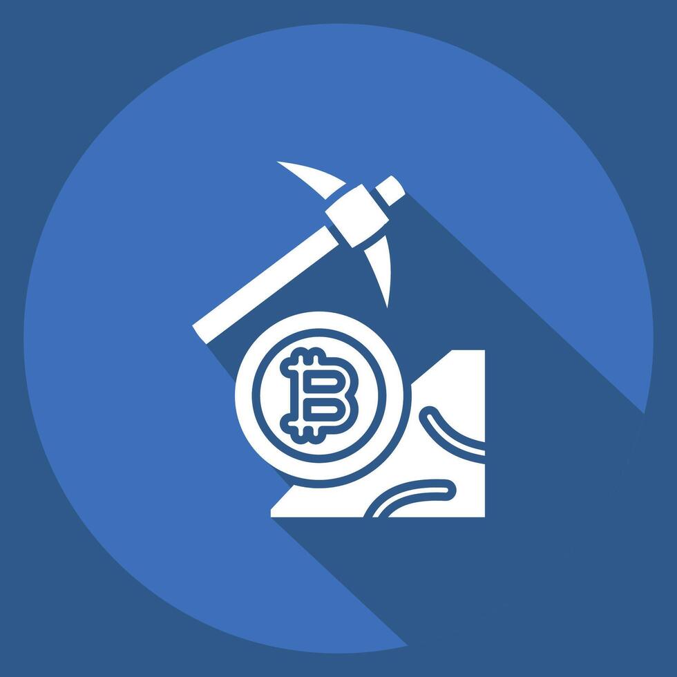 Icon Bitcoin Mining. related to Cryptography symbol. long shadow style. simple design illustration vector