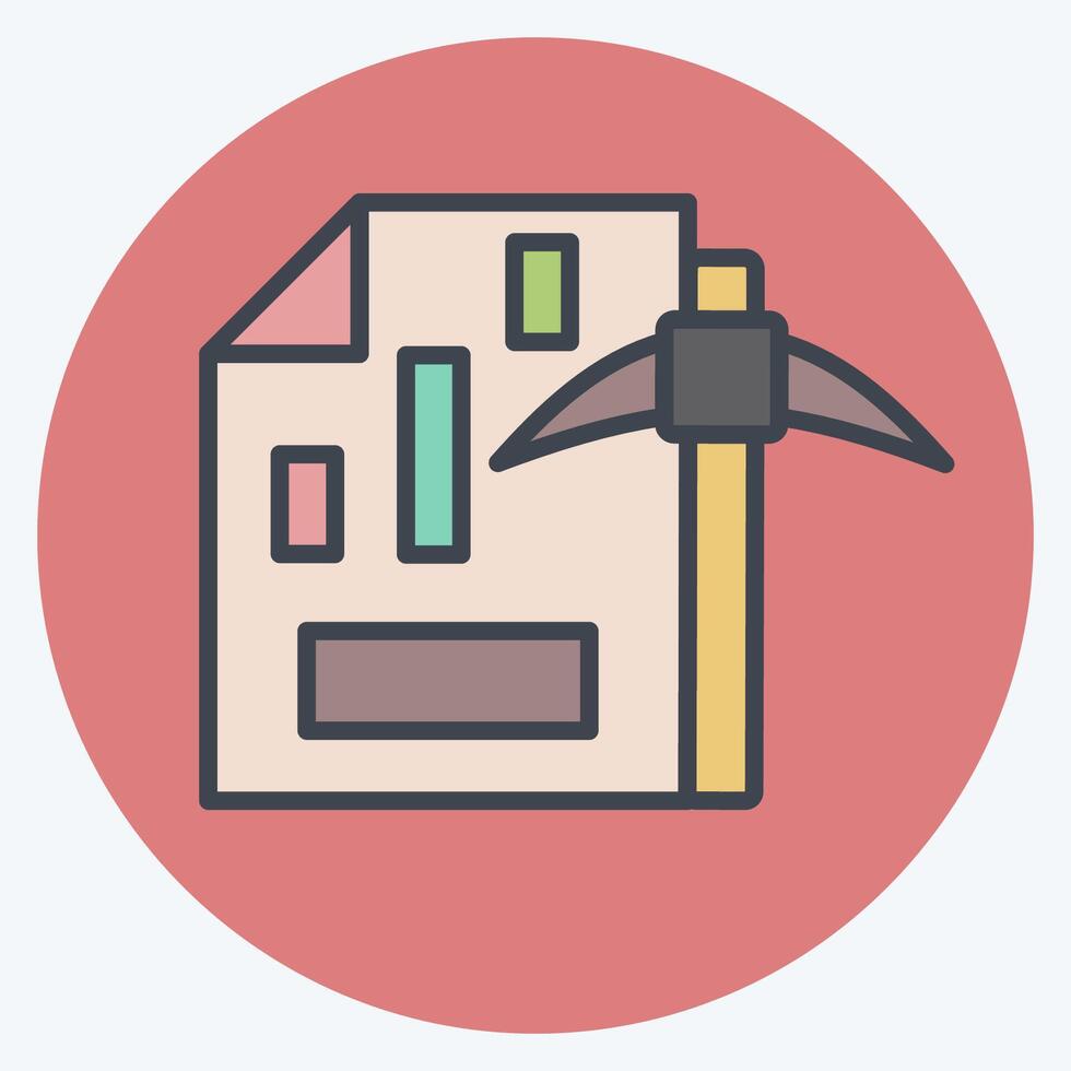 Icon Mining Chart. related to Cryptography symbol. color mate style. simple design illustration vector