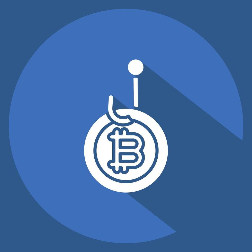 Icon Bitcoin Phising. related to Cryptography symbol. long shadow style. simple design illustration vector