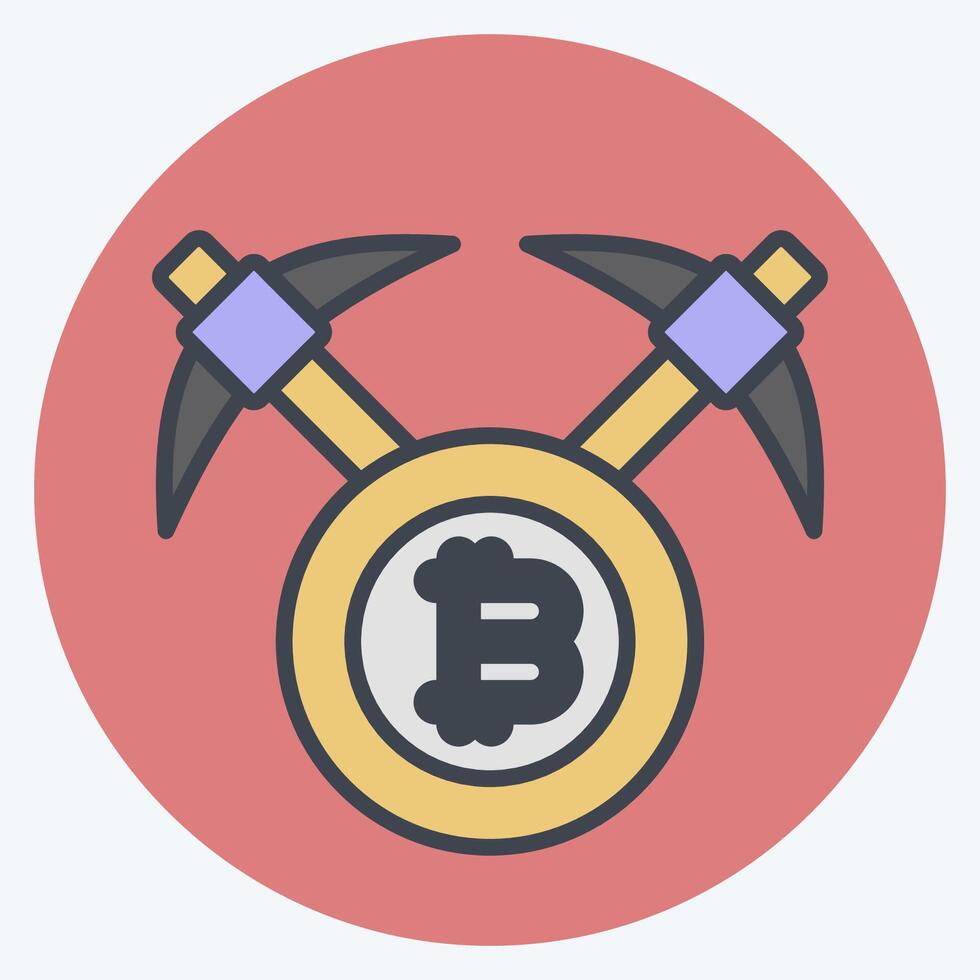 Icon Bitcoin mining Axe. related to Cryptography symbol. color mate style. simple design illustration vector