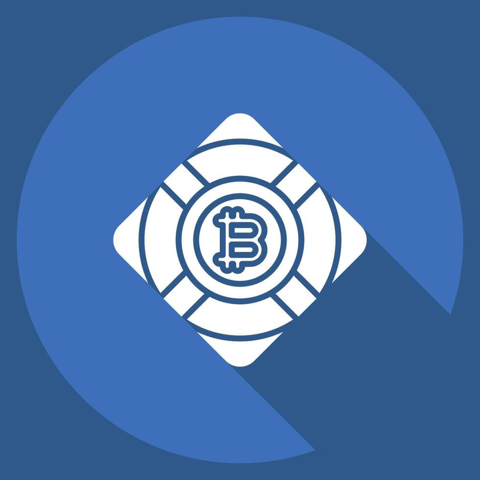 Icon Bitcoin Safety. related to Cryptography symbol. long shadow style. simple design illustration vector