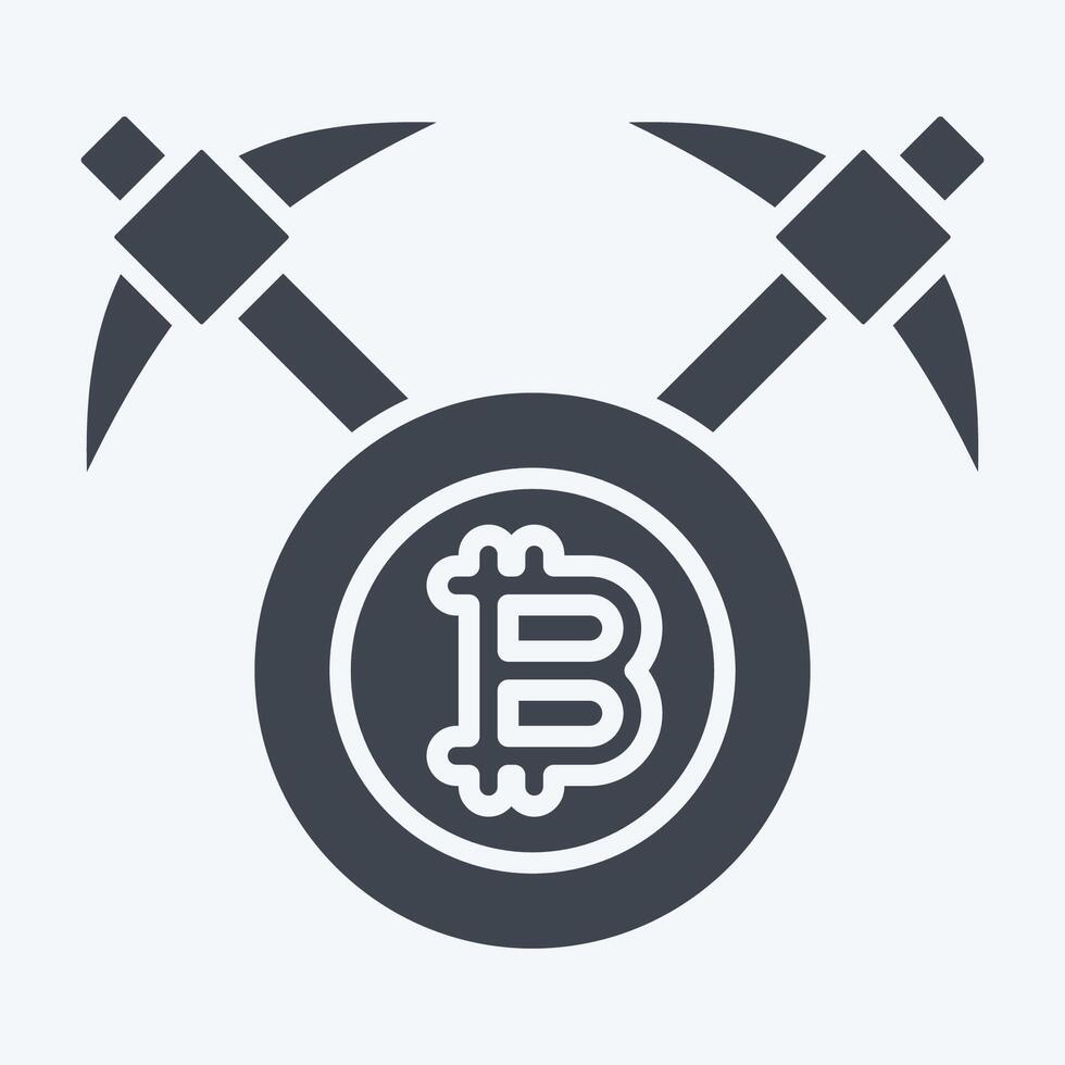 Icon Bitcoin mining Axe. related to Cryptography symbol. glyph style. simple design illustration vector