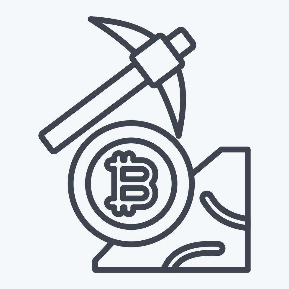 Icon Bitcoin Mining. related to Cryptography symbol. line style. simple design illustration vector