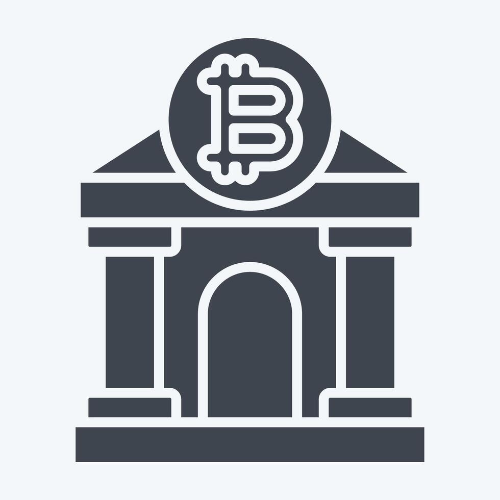 Icon Bitcoin Bank. related to Cryptography symbol. glyph style. simple design illustration vector