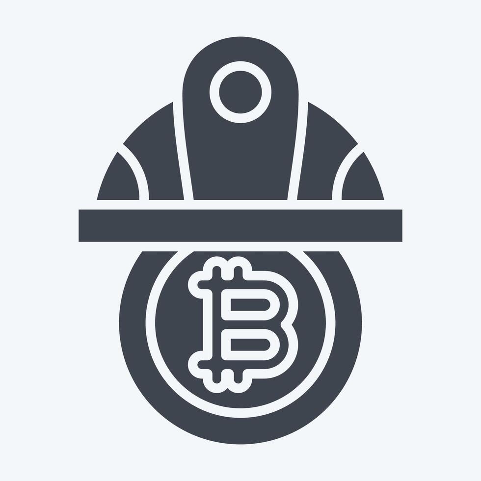 Icon Bitcoin Minor Hat. related to Cryptography symbol. glyph style. simple design illustration vector