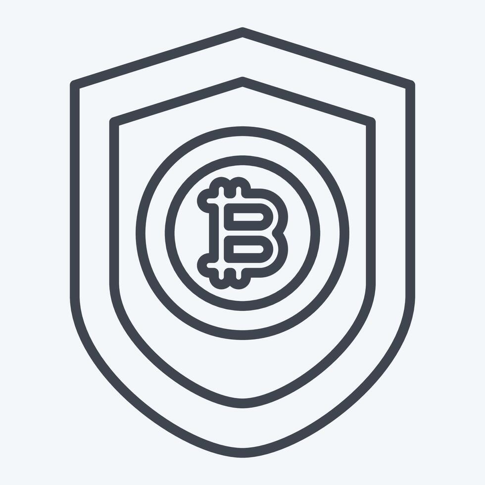 Icon Bitcoin Protection. related to Cryptography symbol. line style. simple design illustration vector