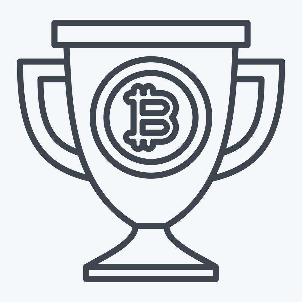 Icon Bitcoin Trophy. related to Cryptography symbol. line style. simple design illustration vector
