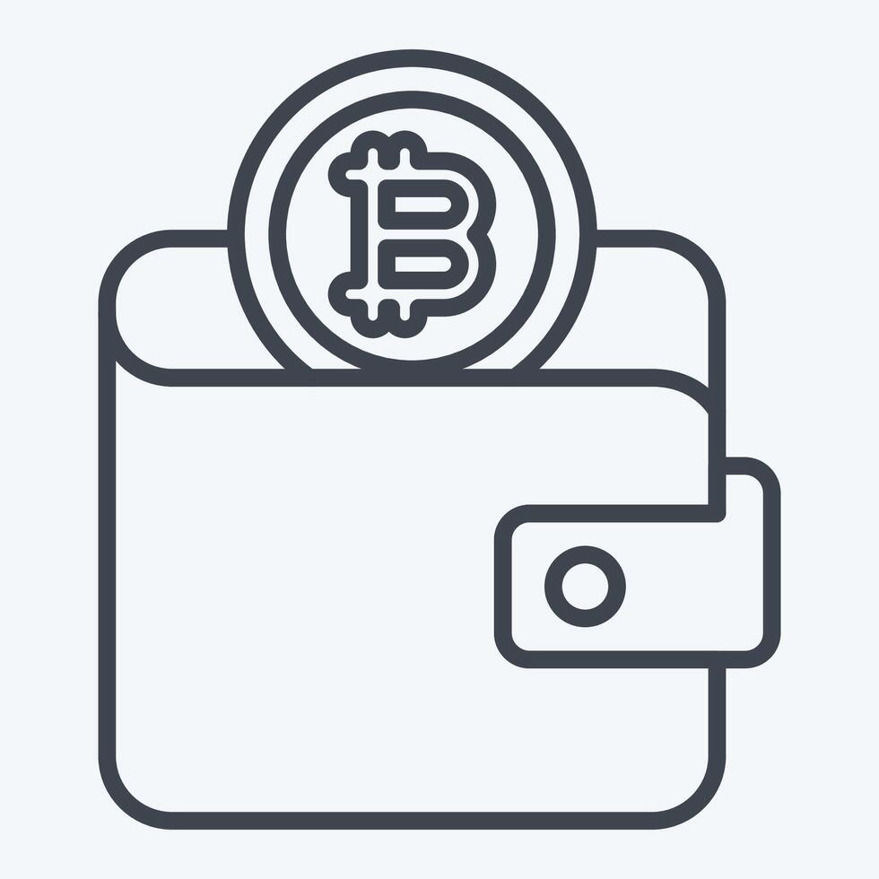 Icon Bitcoin Wallet. related to Cryptography symbol. line style. simple design illustration vector