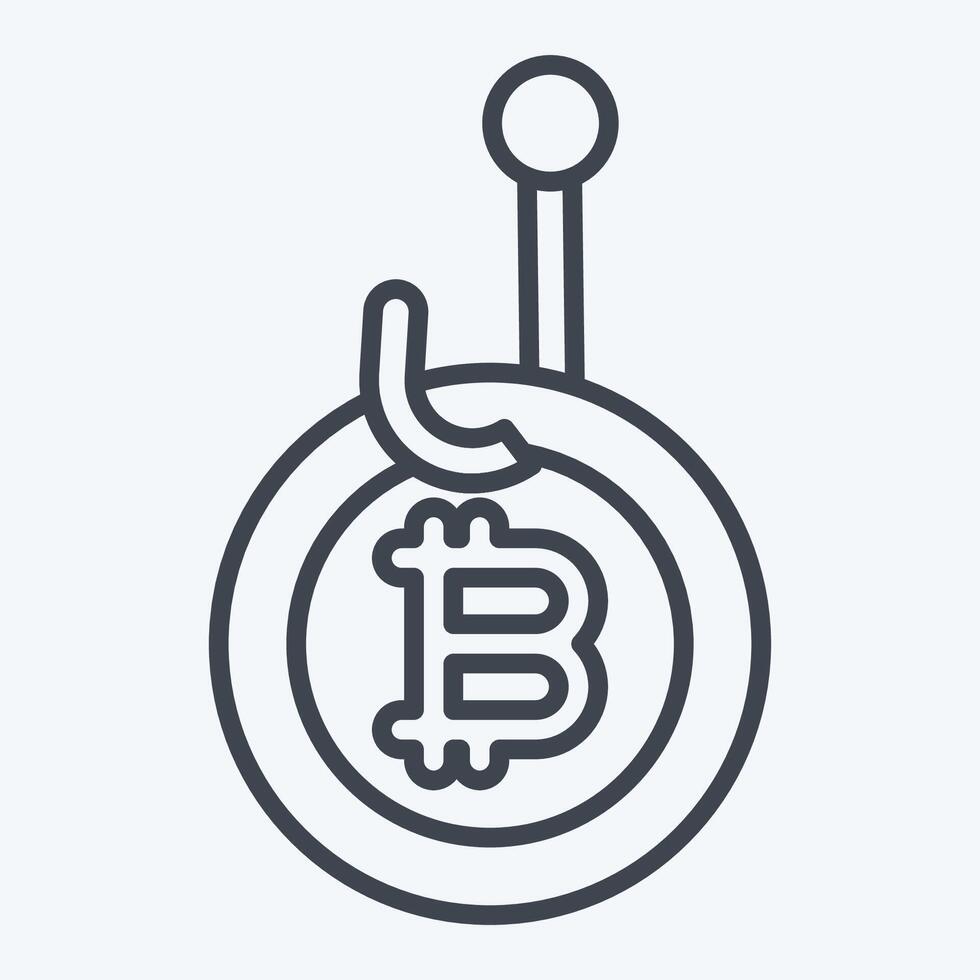 Icon Bitcoin Phising. related to Cryptography symbol. line style. simple design illustration vector