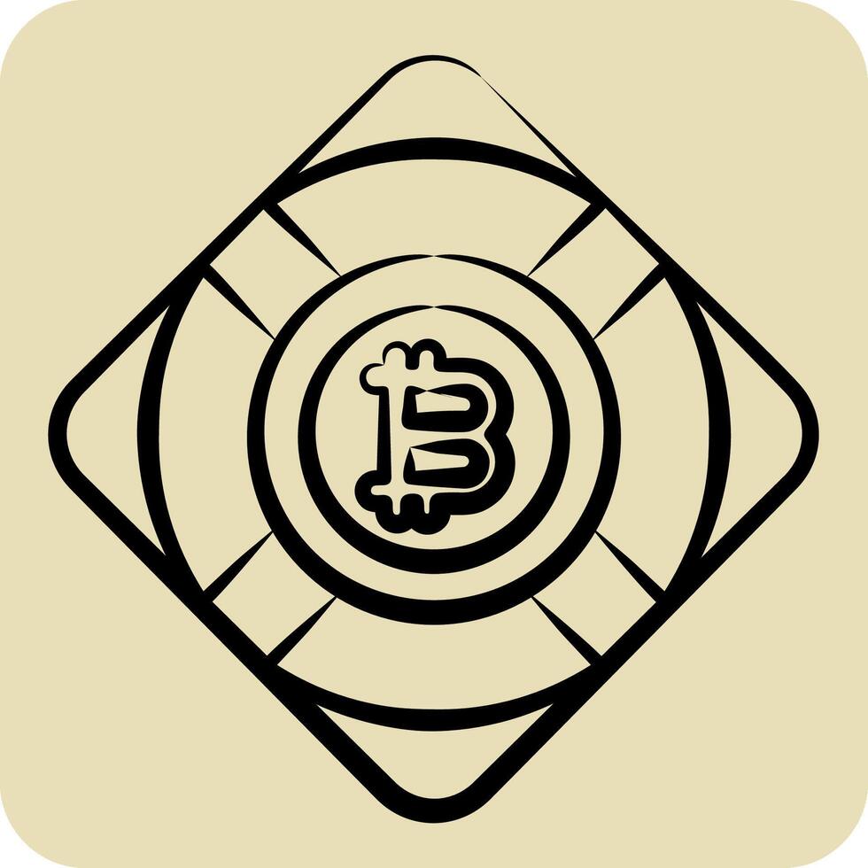 Icon Bitcoin Safety. related to Cryptography symbol. hand drawn style. simple design illustration vector