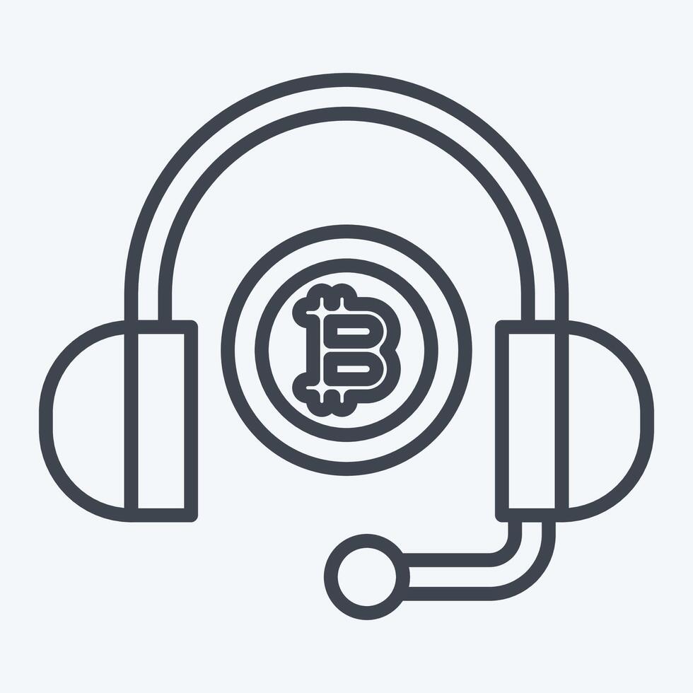 Icon Bitcoin Support. related to Cryptography symbol. line style. simple design illustration vector