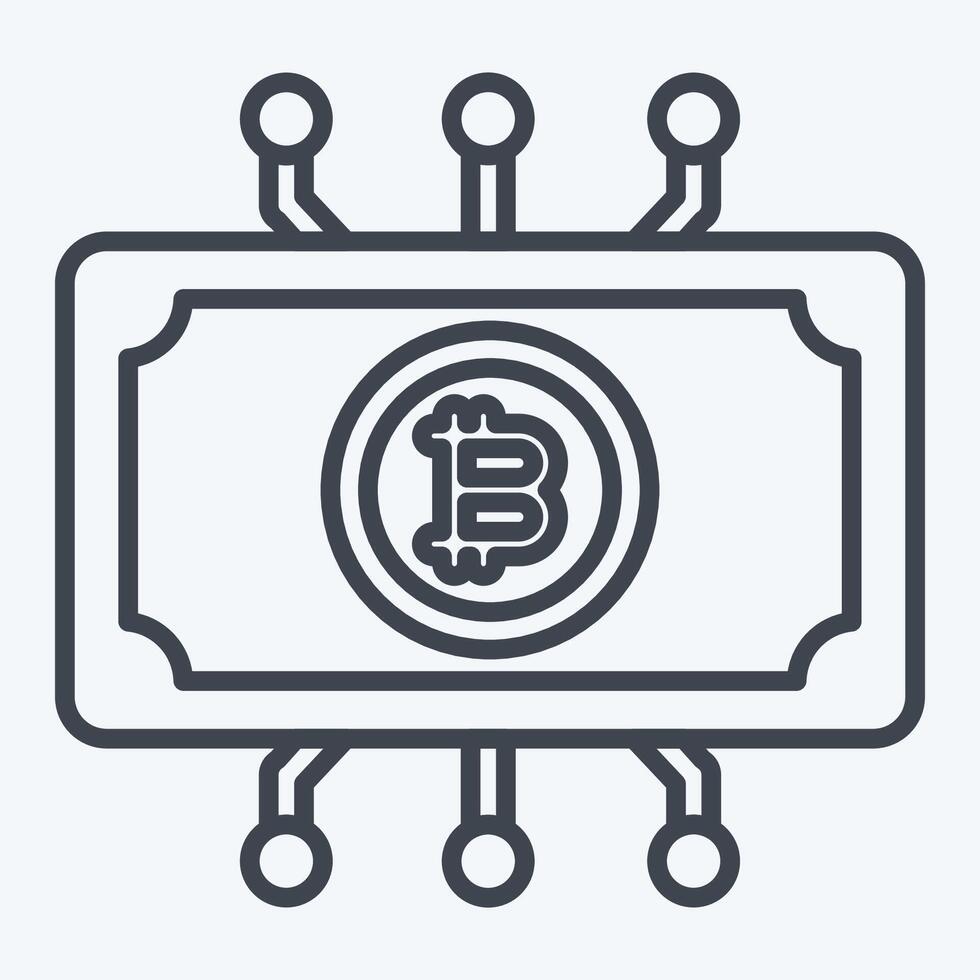 Icon Digital Currency. related to Cryptography symbol. line style. simple design illustration vector