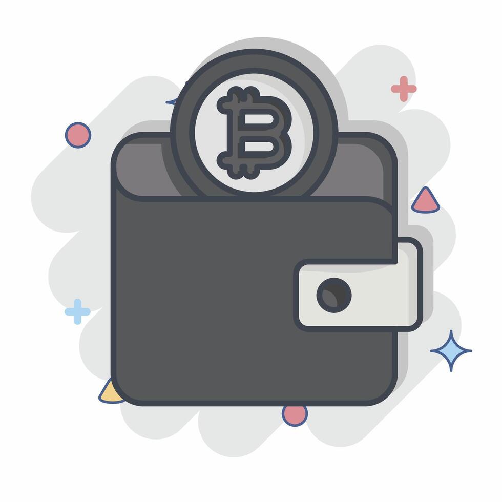Icon Bitcoin Wallet. related to Cryptography symbol. comic style. simple design illustration vector