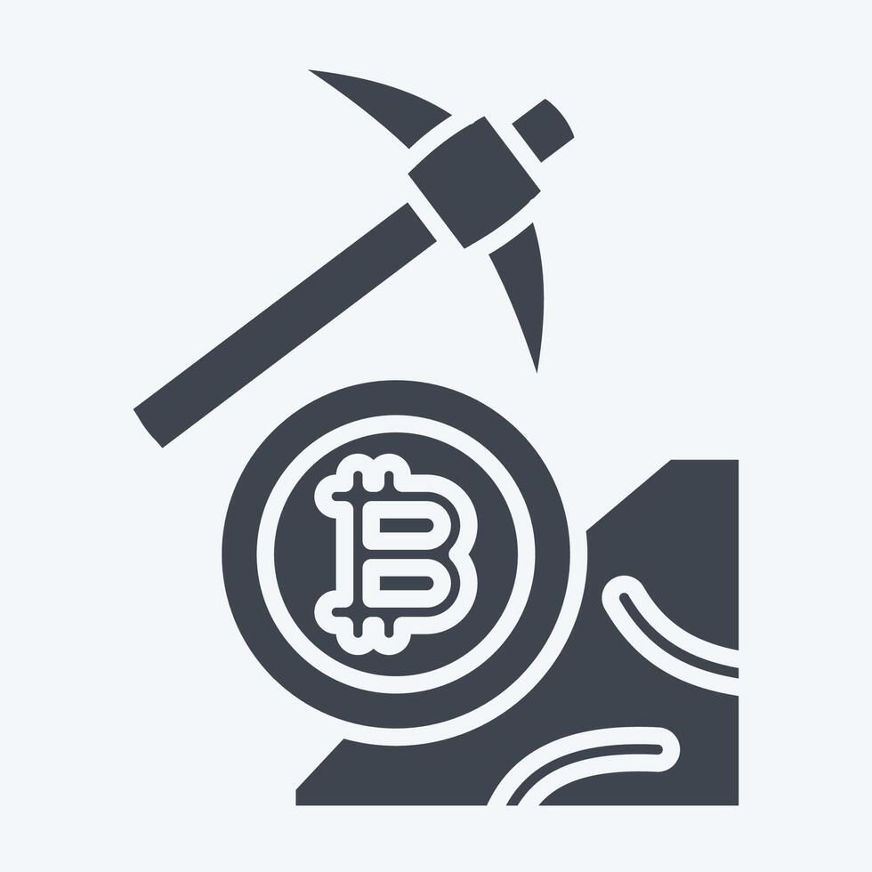 Icon Bitcoin Mining. related to Cryptography symbol. glyph style. simple design illustration vector