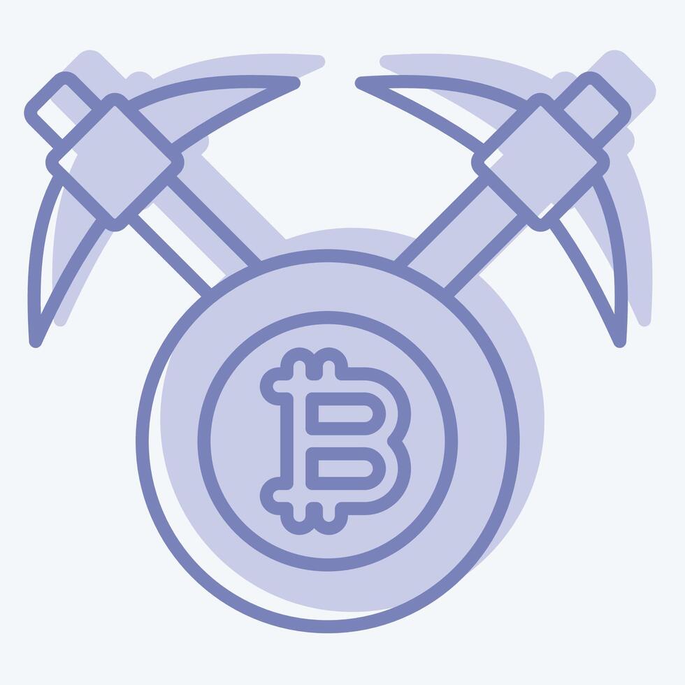 Icon Bitcoin mining Axe. related to Cryptography symbol. two tone style. simple design illustration vector