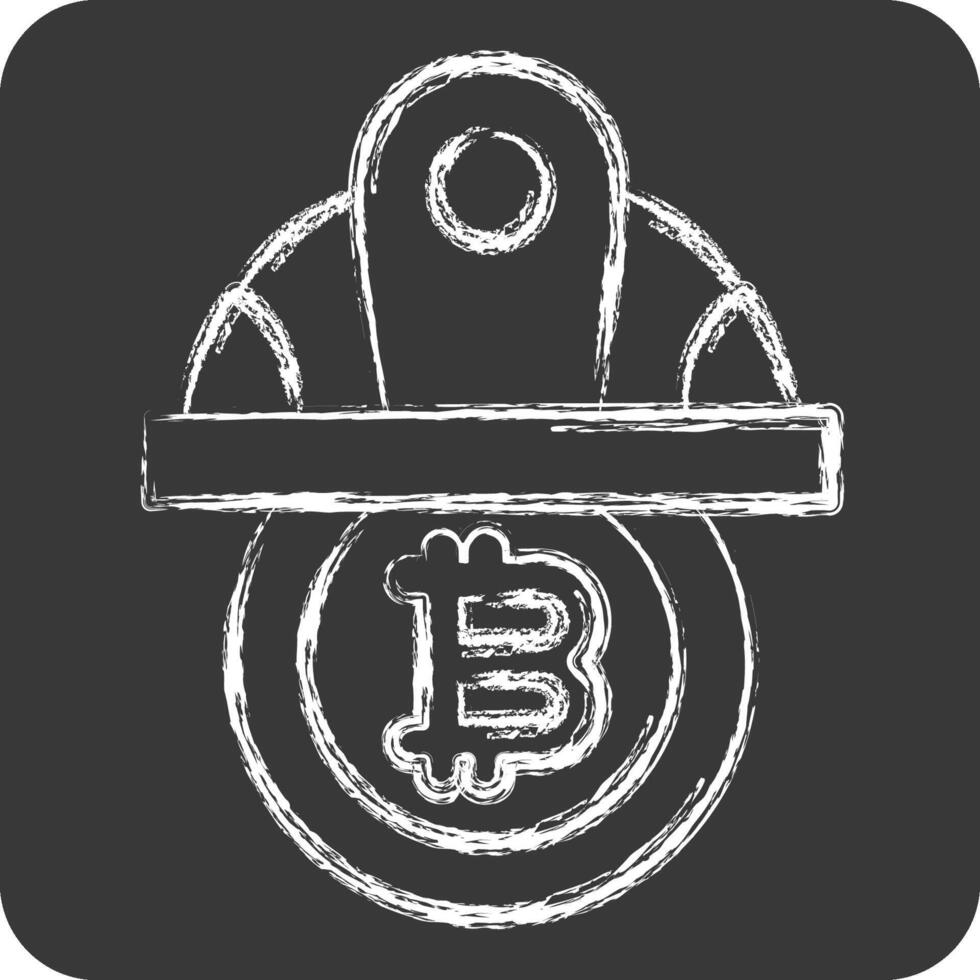 Icon Bitcoin Minor Hat. related to Cryptography symbol. chalk Style. simple design illustration vector