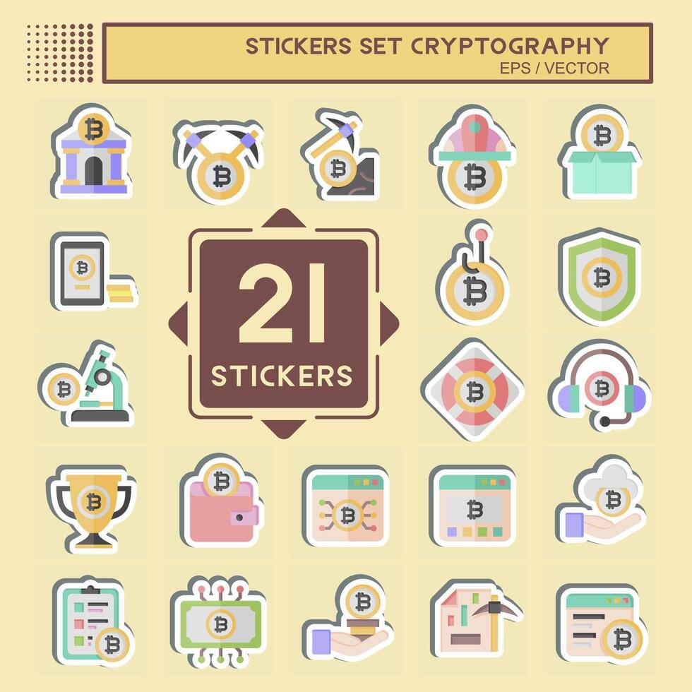 Sticker Set Cryptography. related to Bitcoin symbol. simple design illustration vector