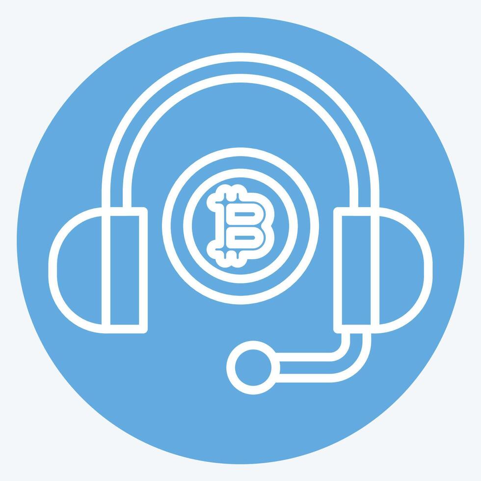 Icon Bitcoin Support. related to Cryptography symbol. blue eyes style. simple design illustration vector