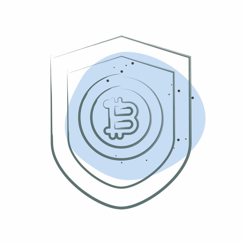 Icon Bitcoin Protection. related to Cryptography symbol. Color Spot Style. simple design illustration vector
