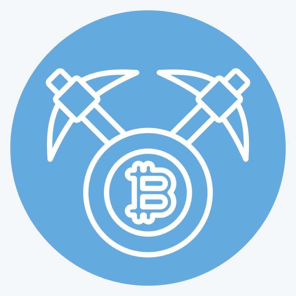 Icon Bitcoin mining Axe. related to Cryptography symbol. blue eyes style. simple design illustration vector