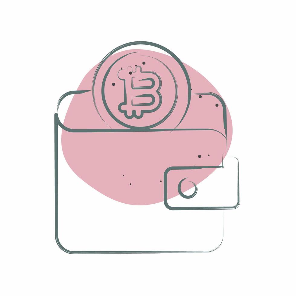 Icon Bitcoin Wallet. related to Cryptography symbol. Color Spot Style. simple design illustration vector