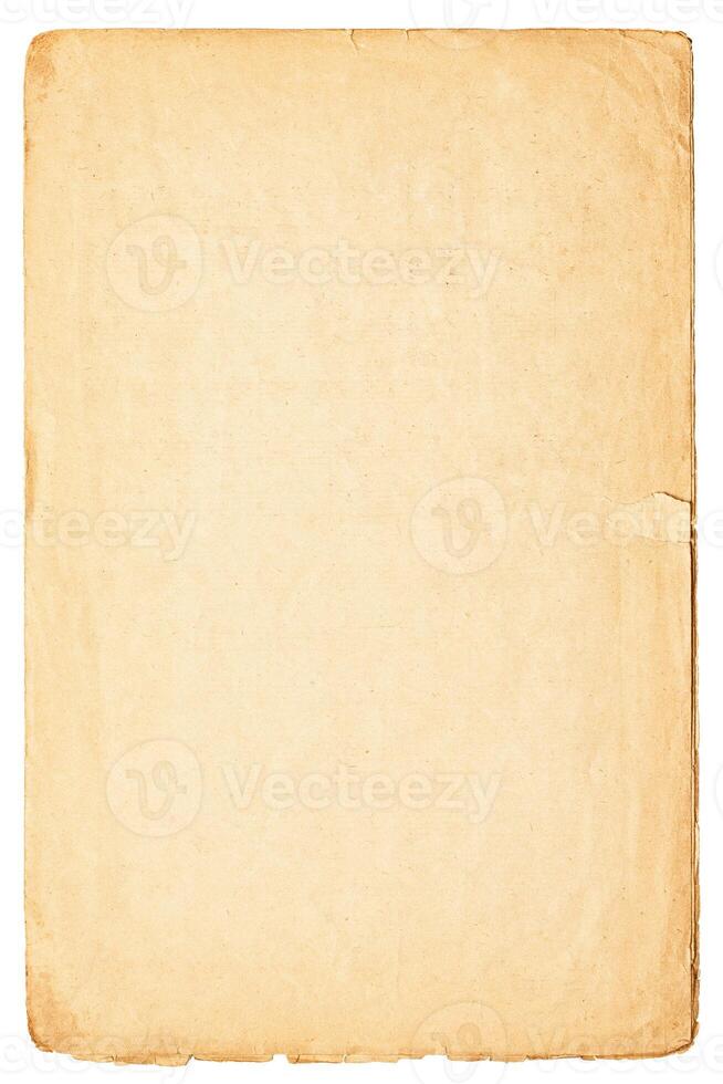 old paper manuscript isolated on white background. ancient page with space for writing photo