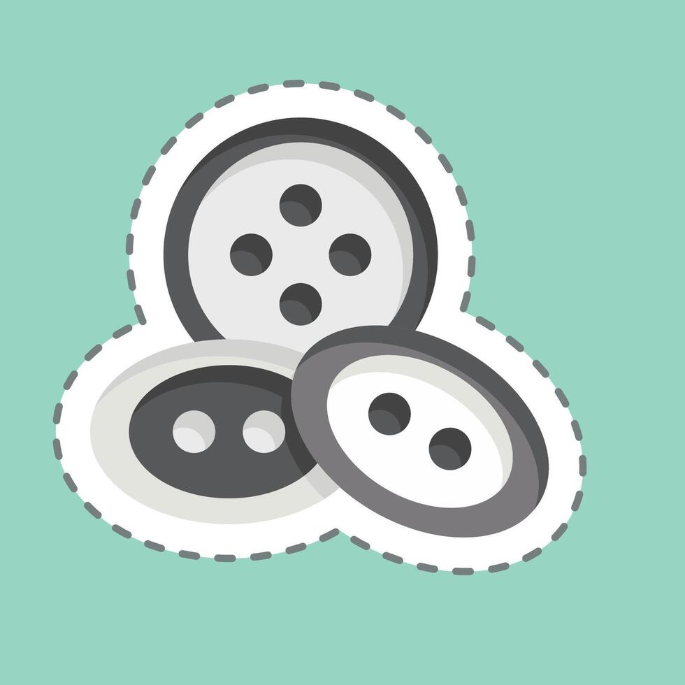 Sticker line cut Buttons. related to Sewing symbol. simple design illustration vector