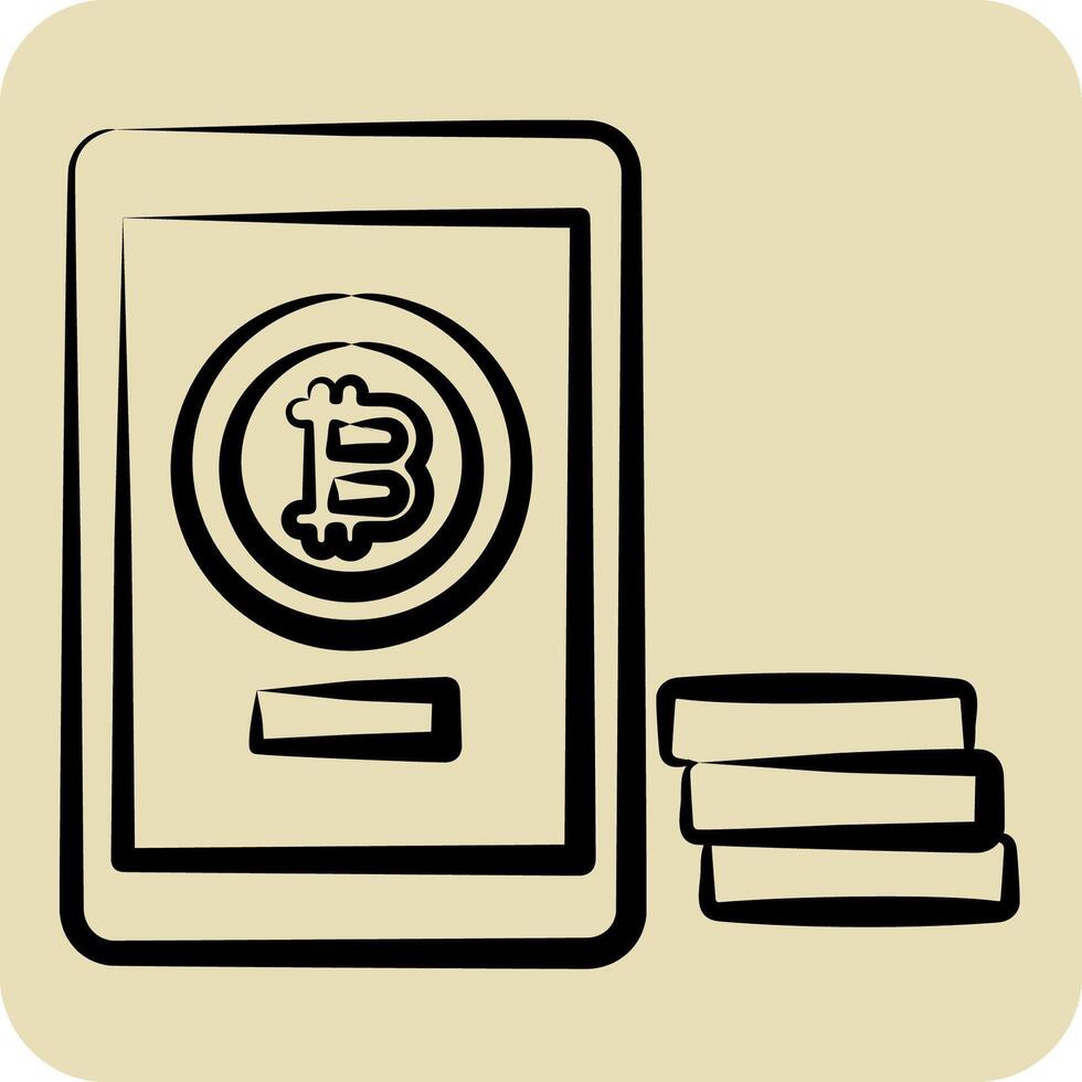 Icon Bitcoin Payment. related to Cryptography symbol. hand drawn style. simple design illustration vector