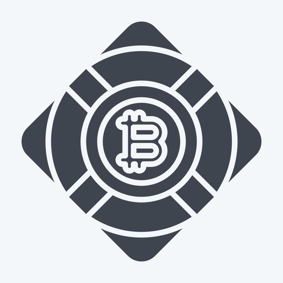 Icon Bitcoin Safety. related to Cryptography symbol. glyph style. simple design illustration vector