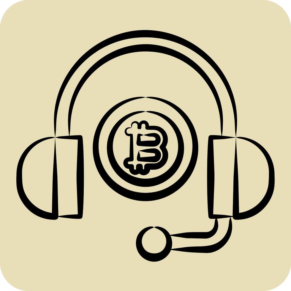 Icon Bitcoin Support. related to Cryptography symbol. hand drawn style. simple design illustration vector