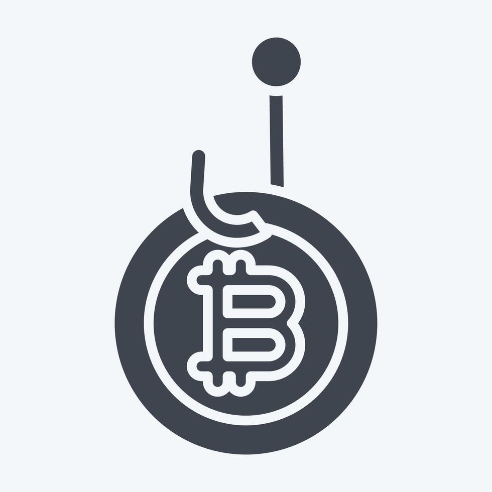 Icon Bitcoin Phising. related to Cryptography symbol. glyph style. simple design illustration vector