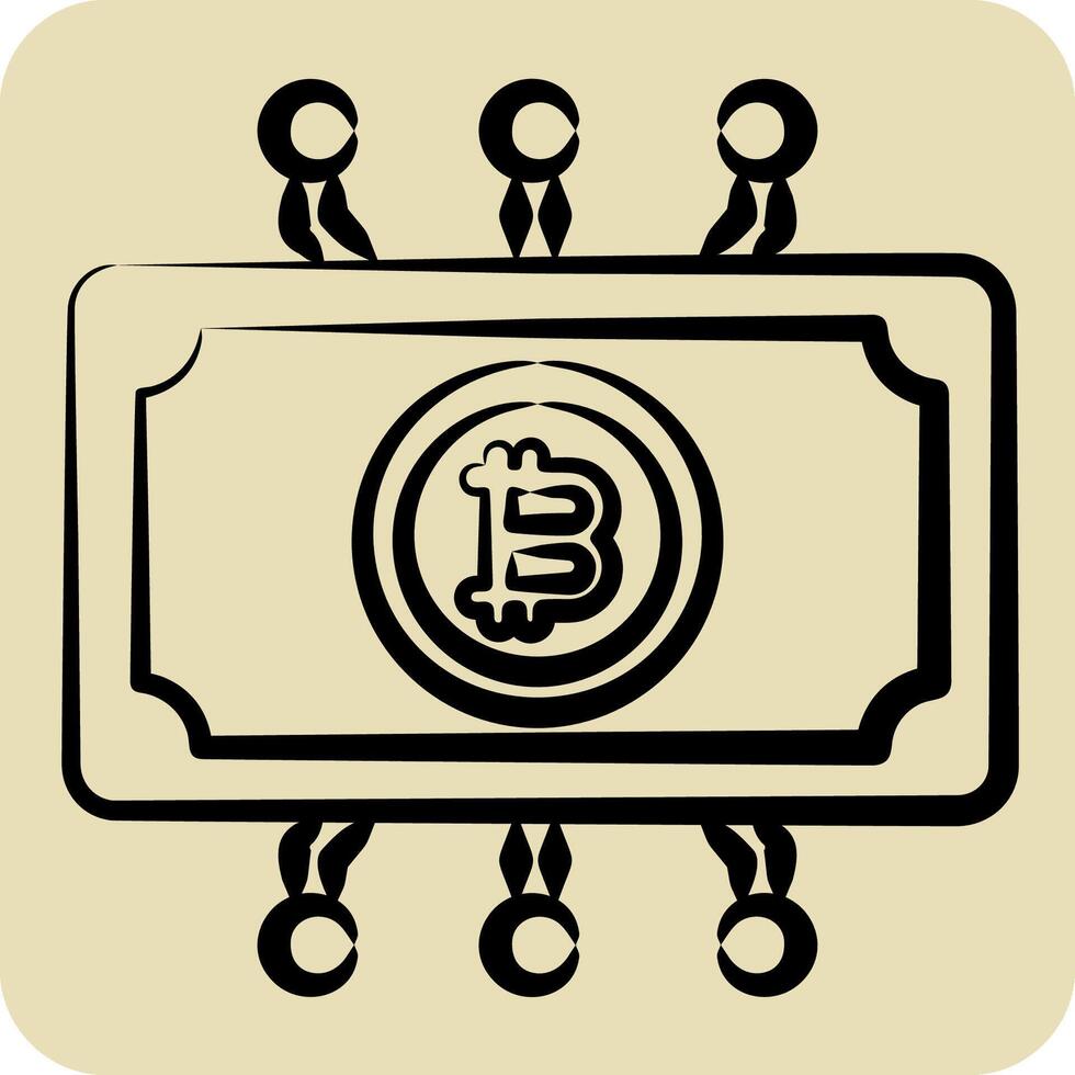 Icon Digital Currency. related to Cryptography symbol. hand drawn style. simple design illustration vector