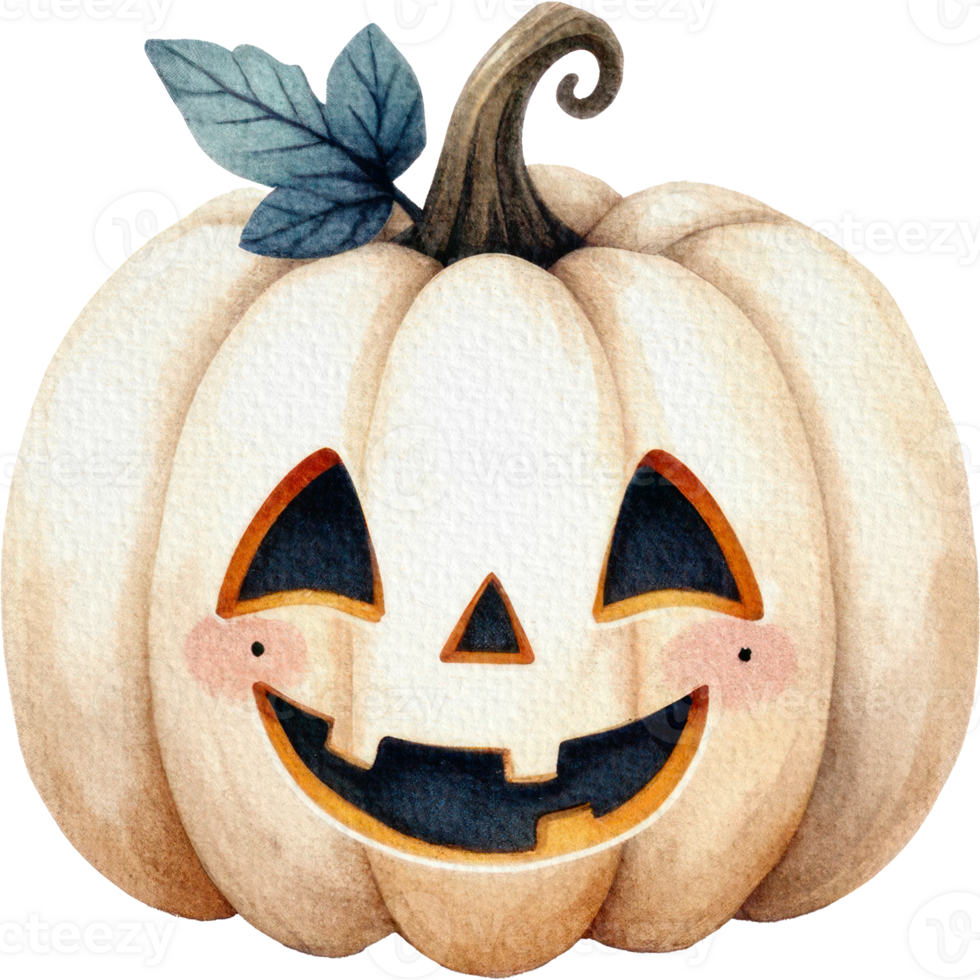 Pumpkins Halloween jack-o-lantern adorable watercolor nursery clipart png